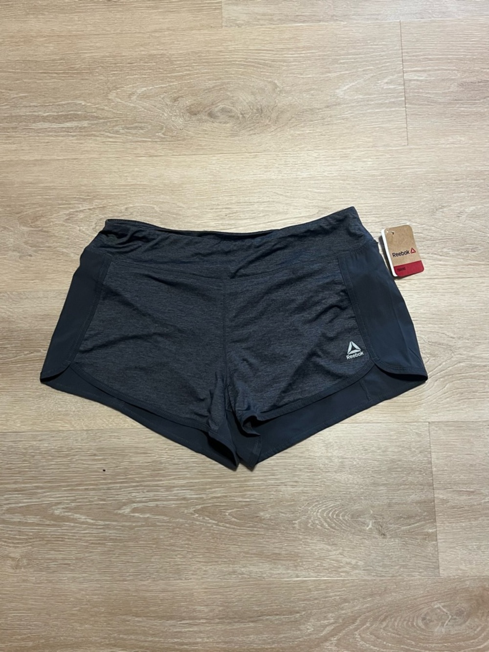 NWT Reebok Marathon Training Shorts Womens Large Heather Gray Running Activewear